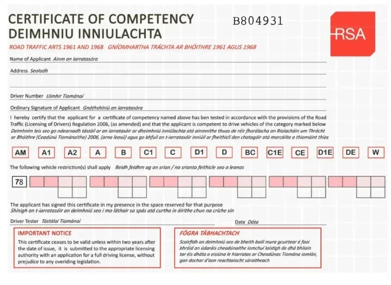 Certificate of Competency